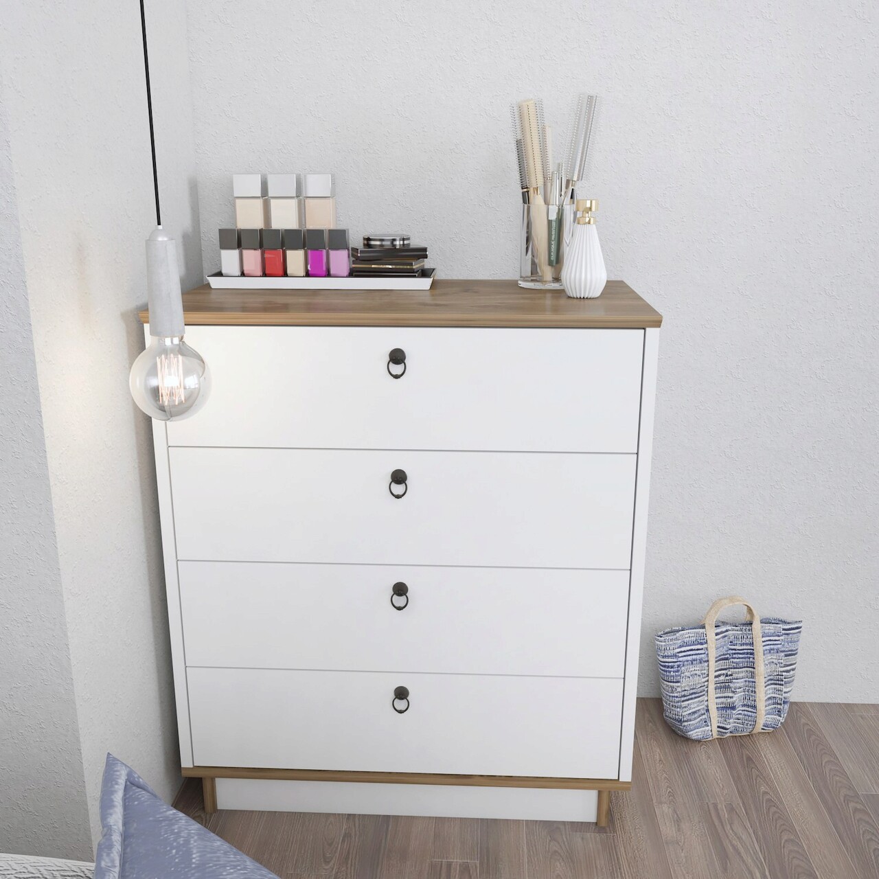 Dulap, Hanah Home, Sahra, 72x83.1x42 cm, Alb/Maro - imagine 7